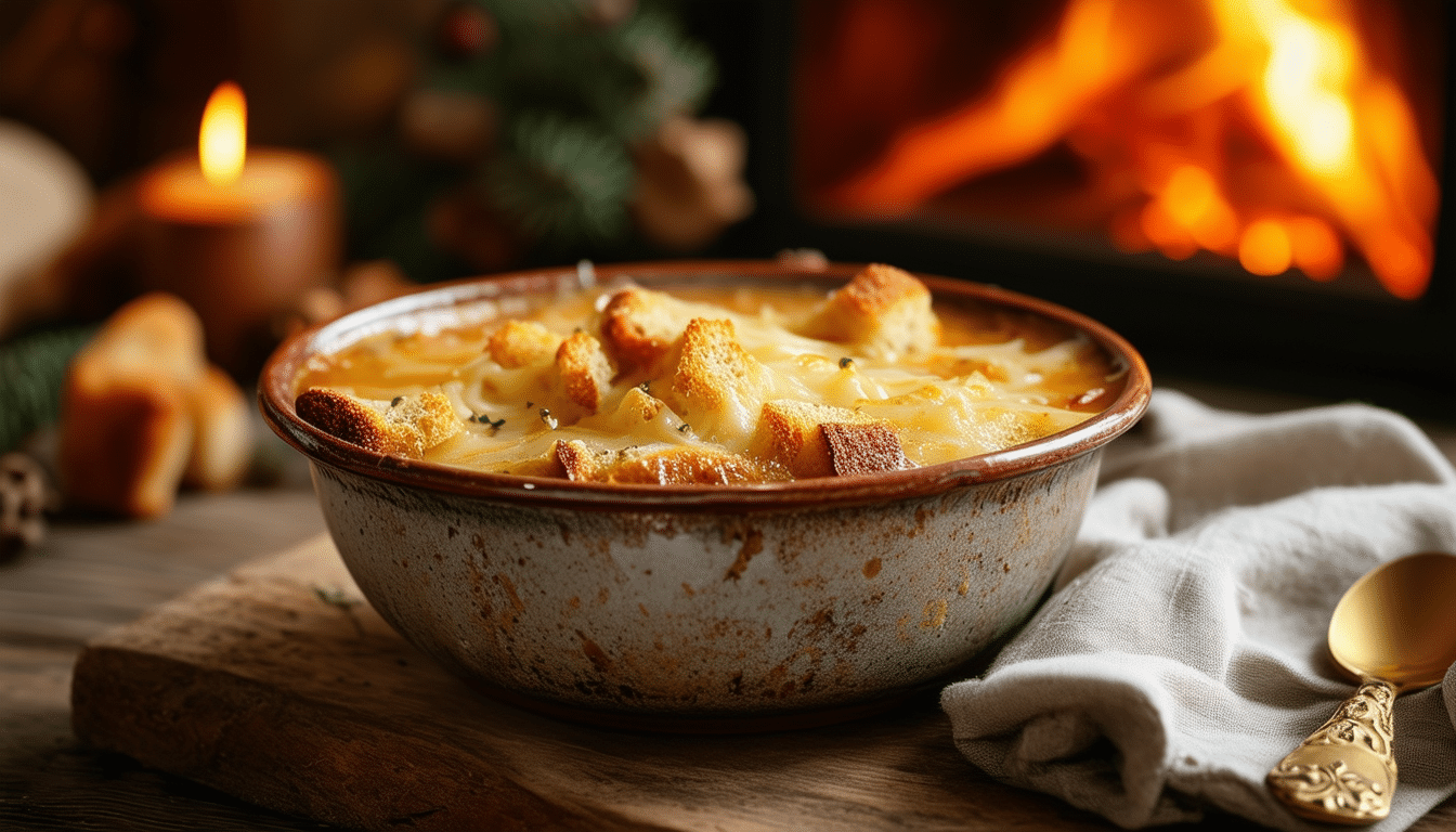 discover the heartwarming flavors of winter with our beloved french onion soup recipe. perfectly caramelized onions, rich broth, and gooey melted cheese come together in this ultimate comfort food that will warm your soul all season long.