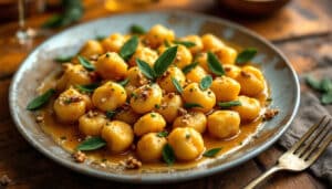 discover the irresistible flavors of air-fried gnocchi with walnut sage butter. this delightful dish combines crispy air-fried gnocchi with a rich, nutty walnut and fragrant sage sauce, creating a perfect balance of textures and tastes. ideal for a cozy dinner or a gourmet treat, indulge in this easy-to-make recipe that elevates your pasta game!