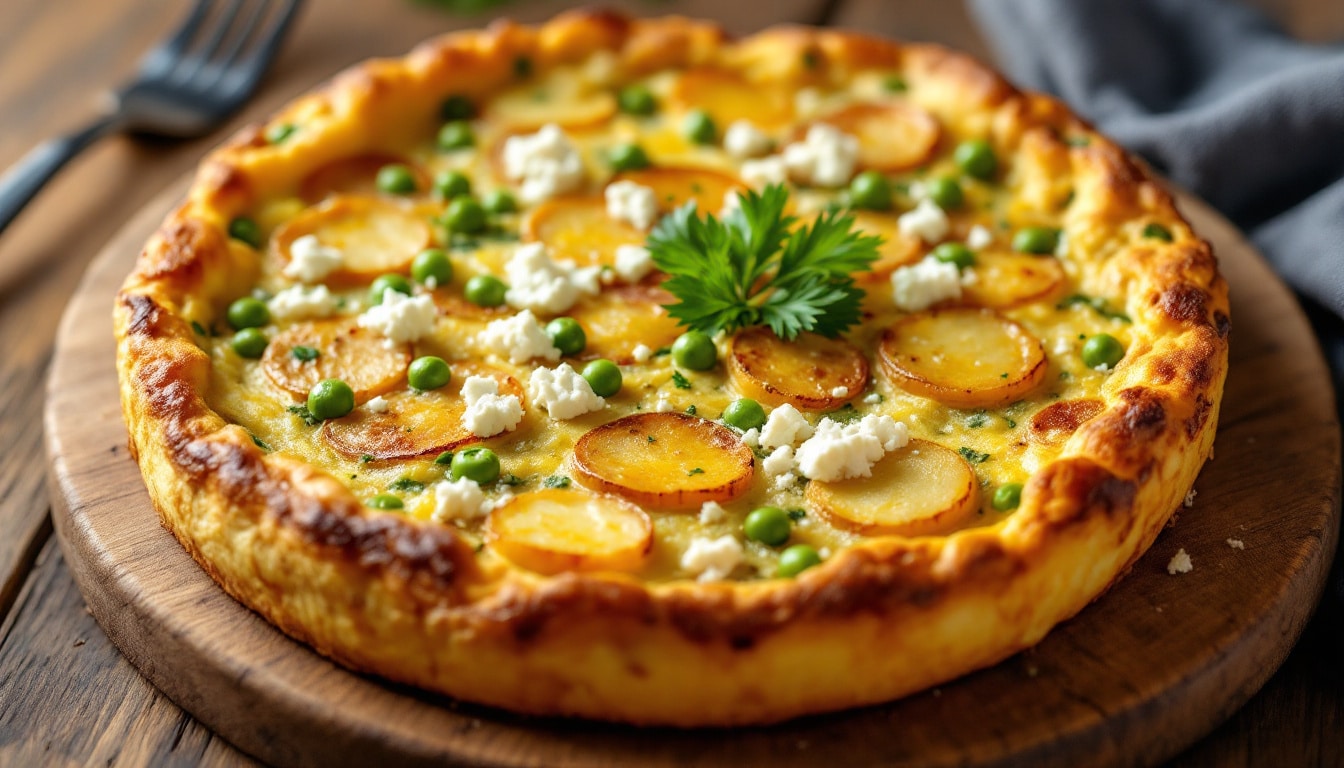 delight in a delicious air fryer frittata packed with tender potatoes, fresh peas, and creamy feta cheese. this easy recipe offers a flavorful and healthy meal option perfect for breakfast, brunch, or a quick dinner. discover how to make a perfectly fluffy frittata in your air fryer today!