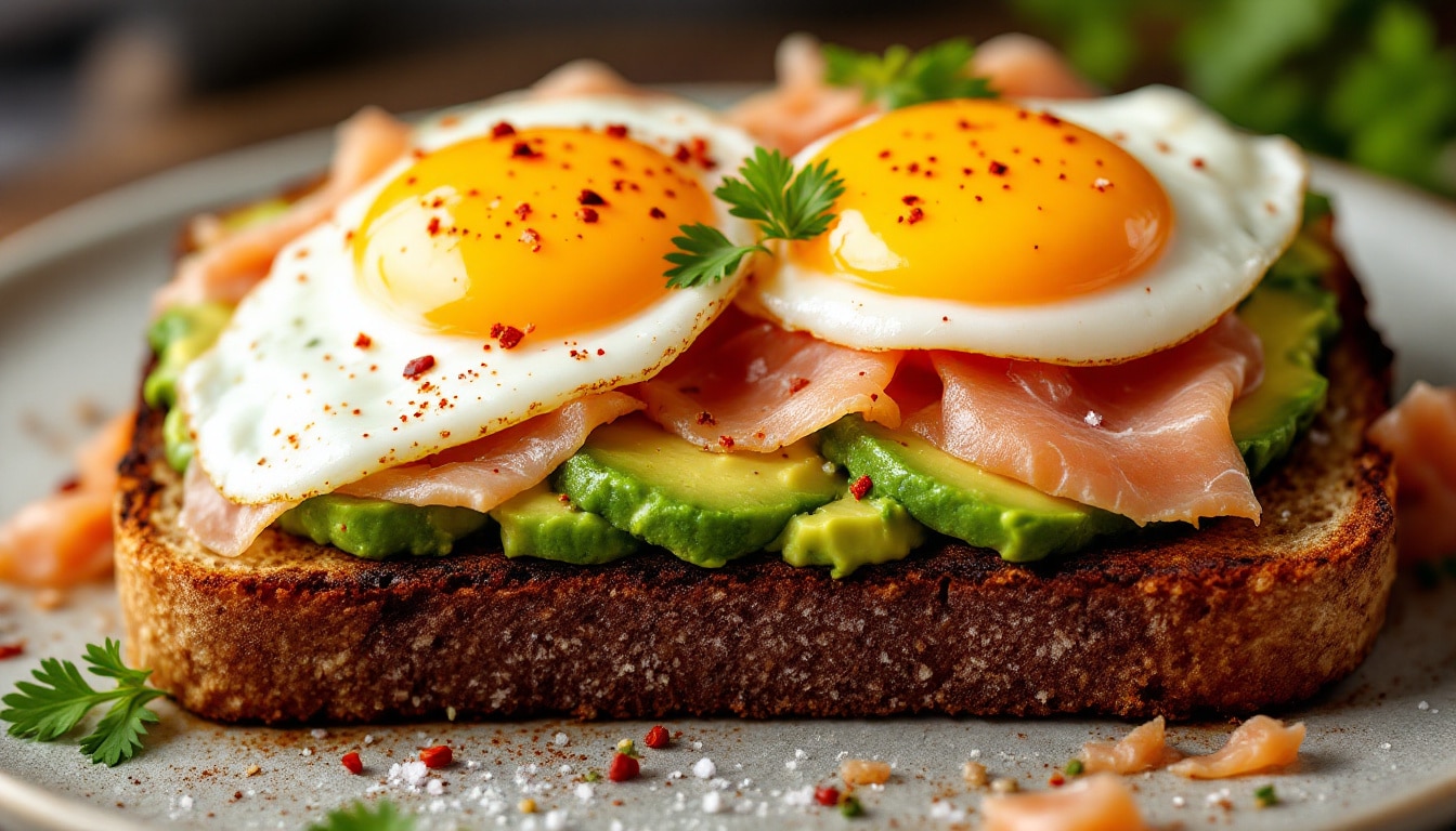 indulge in a delicious airfryer avocado toast topped with a perfectly poached egg. this quick and healthy recipe is bursting with flavor, providing a delightful start to your day. ideal for breakfast or brunch enthusiasts who crave a satisfying yet nutritious meal.