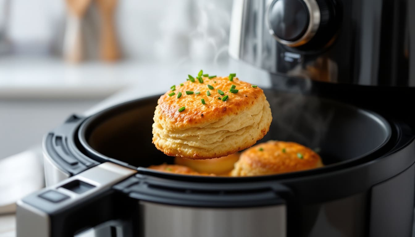 discover the perfect blend of savory flavors with our cheese and chive scones made effortlessly in the air fryer. enjoy a delicious, golden-brown snack that’s quick to prepare and packed with cheesy goodness. perfect for breakfast or as a delightful addition to any meal!