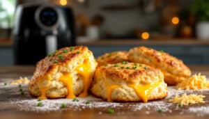 discover the delightful taste of cheese and chive scones made effortlessly in an air fryer. perfectly fluffy and savory, these scones are the ideal snack or accompaniment to any meal. enjoy a healthier, quicker version of this classic treat!