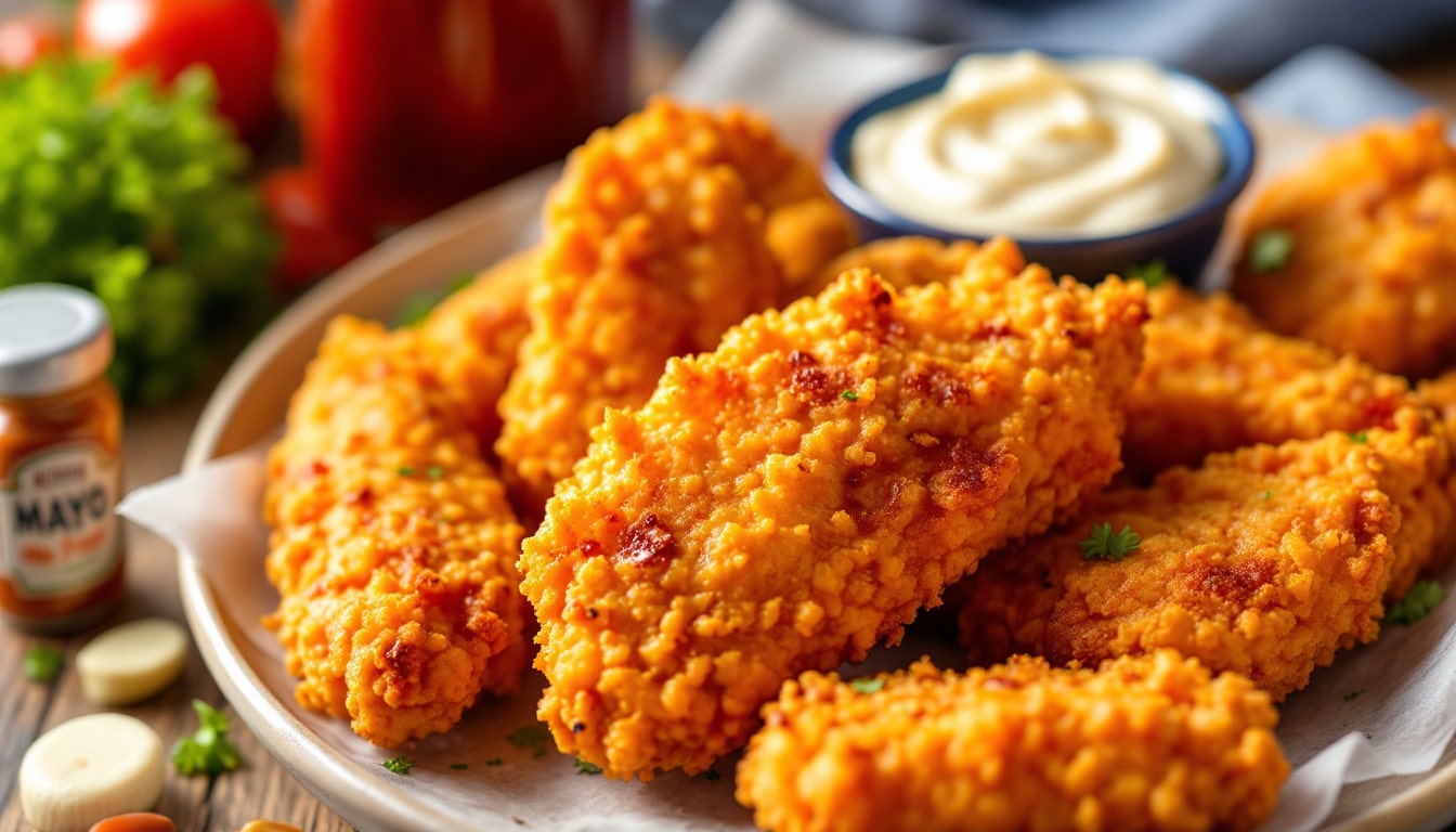 enjoy a guilt-free indulgence with our crispy air fryer chicken tenders! perfectly seasoned and cooked to golden perfection, these tender, juicy bites offer a deliciously healthy twist on a classic favorite. ideal for a quick meal or a satisfying snack, they're easy to make and sure to please everyone.