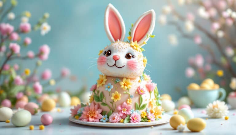 celebrate spring with our delightful easter bunny cake! this whimsical dessert is perfect for your holiday gathering, featuring a charming bunny design and a delicious flavor that will dazzle friends and family. make your easter festivities unforgettable with this sweet treat!