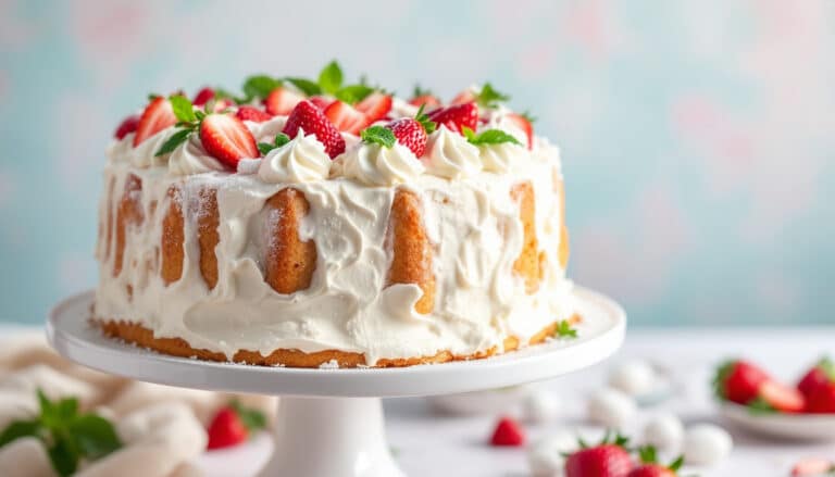 indulge in the festive flavors of easter with our strawberry angel food cake! this light and airy dessert, topped with fresh strawberries and whipped cream, is the perfect sweet treat to celebrate the season. delight your taste buds with this heavenly cake that promises to be a memorable centerpiece for your holiday gatherings.