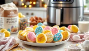 discover how to make delightful easter egg cookies effortlessly in your air fryer! this easy recipe ensures a fun and tasty treat for your holiday celebrations, perfect for kids and adults alike.