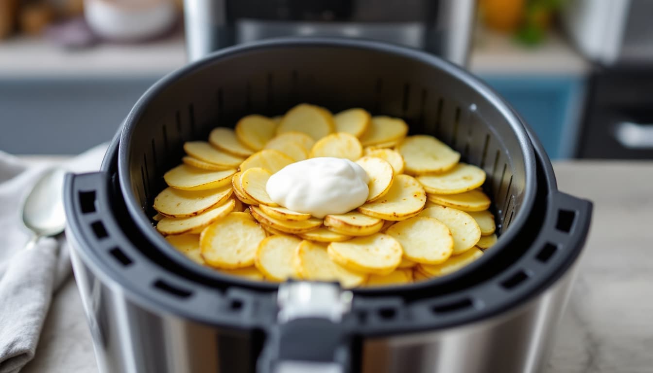 discover the perfect side dish with our quick and easy air fryer dauphinoise potatoes recipe. creamy, cheesy, and cooked to perfection in the air fryer, this delicious twist on a classic favorite is ready in no time. ideal for busy weeknights or special occasions!