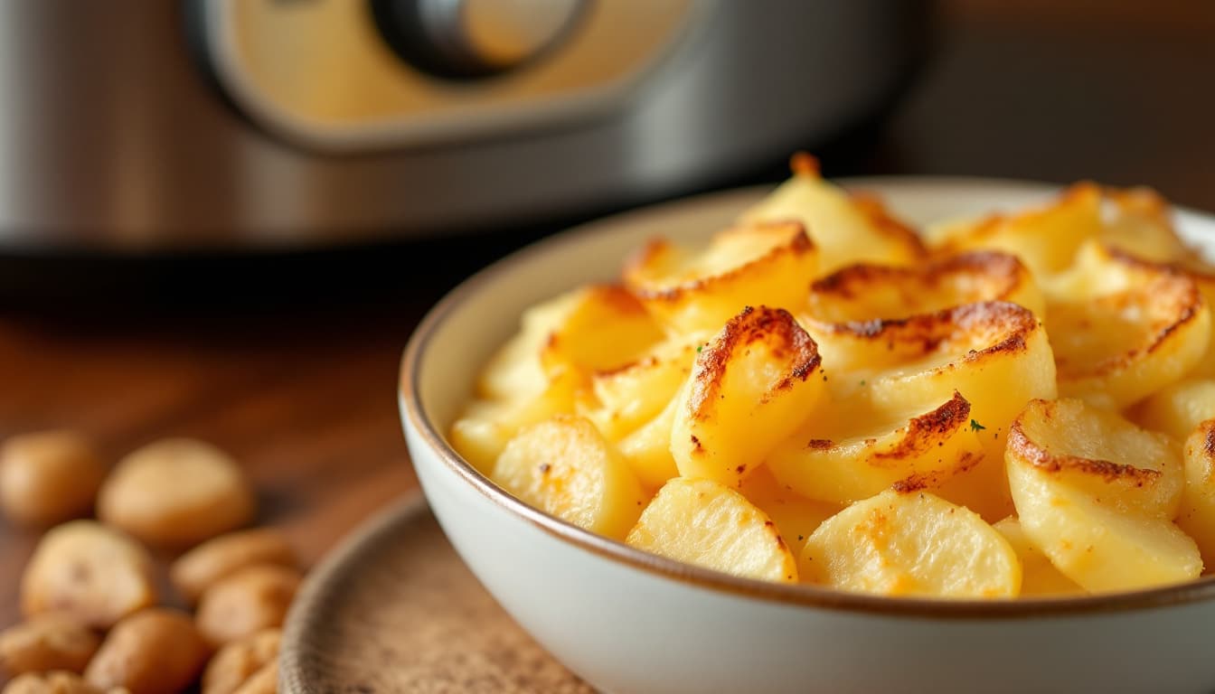 discover the ultimate comfort food with our quick and easy air fryer dauphinoise potatoes recipe. perfectly creamy and cheesy, these golden slices of potato are cooked to perfection in an air fryer, ensuring a delicious and hassle-free side dish that's ready in no time. ideal for any meal!