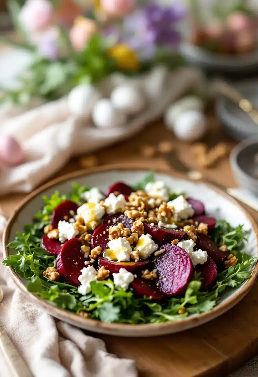 Beet salad with goat cheese and walnuts