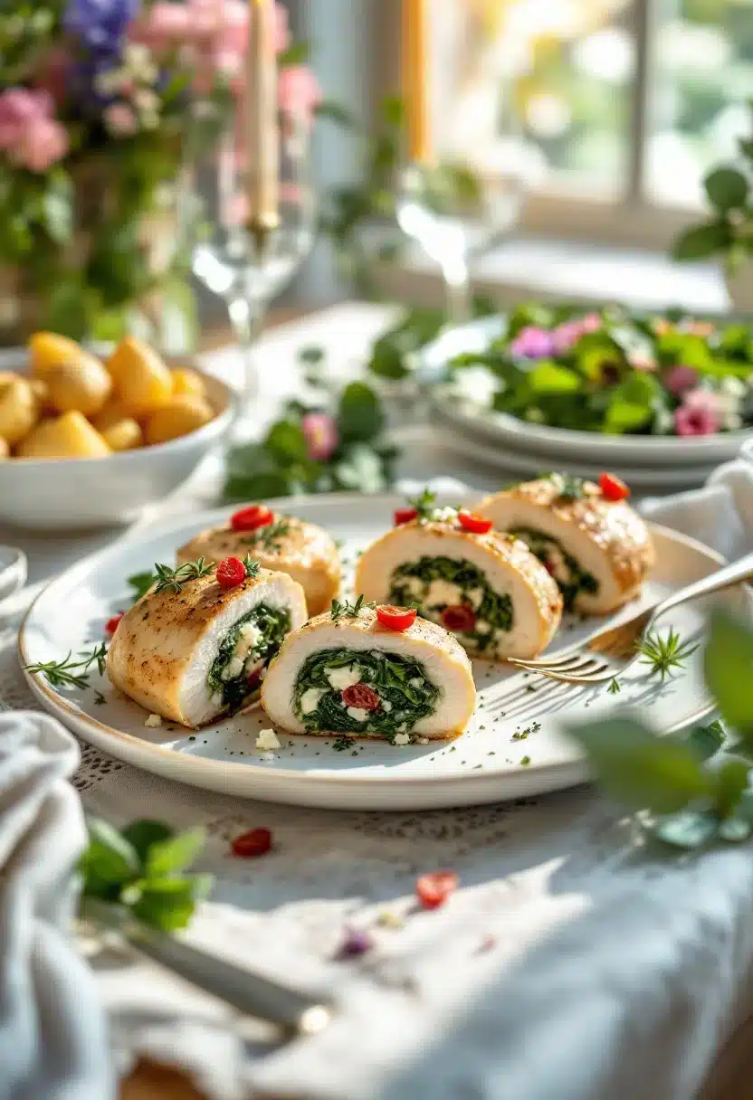 Stuffed chicken breast with spinach and cheese