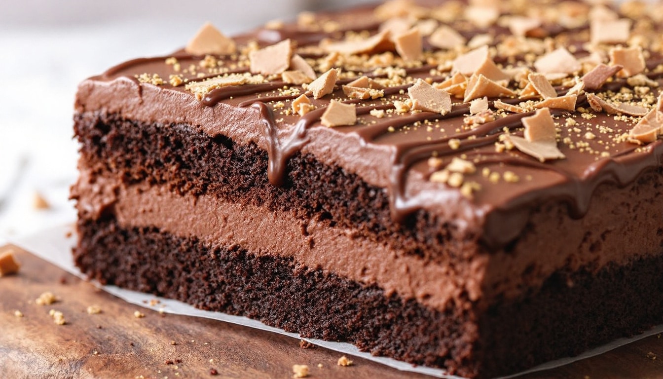 indulge in a rich and decadent triple chocolate cake, perfectly layered with sumptuous chocolate and covered in a stunning mirror glaze. discover the ultimate dessert that promises a sublime chocolate experience, ideal for celebrations or a delightful treat!
