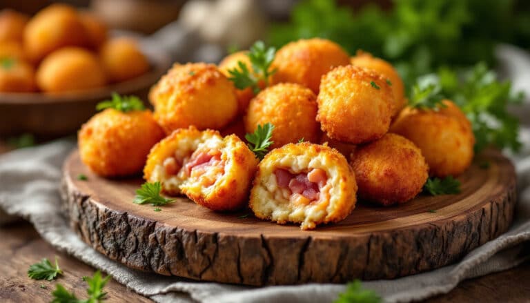 indulge in the authentic taste of spain with our homemade spanish croquettes featuring rich serrano ham. crispy on the outside and creamy on the inside, these delightful bites are perfect for appetizers or snacks. discover the perfect blend of flavors and textures in every mouthful!