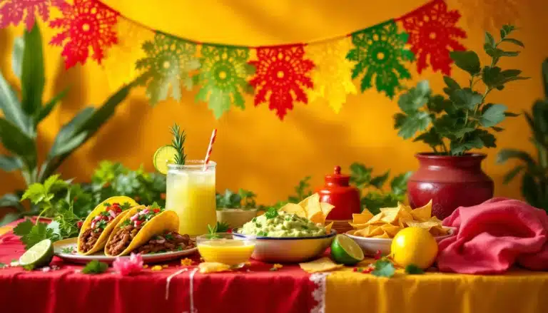 Colorful taco fiesta with decorations