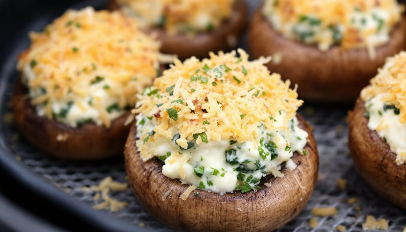 discover how to make delicious savory stuffed mushrooms effortlessly in your air fryer. this simple and tasty recipe is perfect for entertaining or as a delightful snack. explore the ease of preparing perfect mushrooms filled with flavorful ingredients, all while enjoying a healthier cooking method!