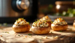 discover how to make delicious savory stuffed mushrooms effortlessly using your air fryer. perfect as an appetizer or snack, this easy recipe offers a delightful combination of flavors that will impress your guests and family alike.