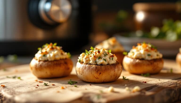 discover how to make delicious savory stuffed mushrooms effortlessly using your air fryer. perfect as an appetizer or snack, this easy recipe offers a delightful combination of flavors that will impress your guests and family alike.